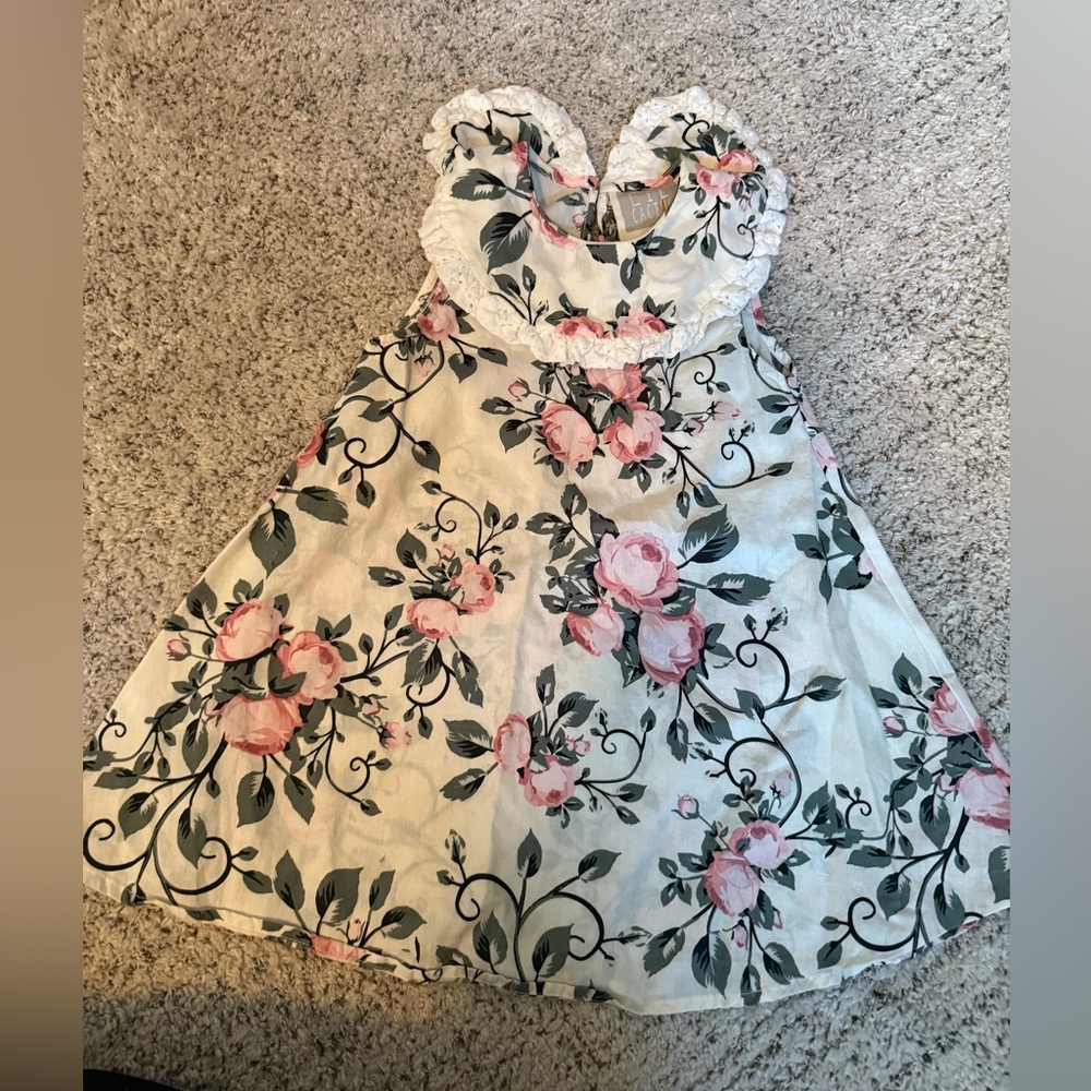 EUC lil cactus Floral Kids Dress with Pink and Green roses size 3t Euc